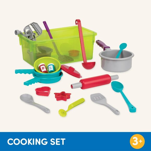 Battat - Pretend Cooking Set 21 Pieces & Storage Bin  For  Age 3+ New Sealed - Picture 4 of 15